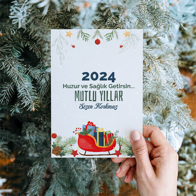 Yılbaşı Hediyeleri Temalı Kişiye Özel Kartpostal - 4