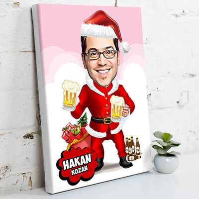 Yılbaşı Partisi Karikatürlü Kanvas Tablo - 1