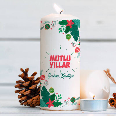 Yılbaşı Süsleri Desenli İsimli Mum - 1
