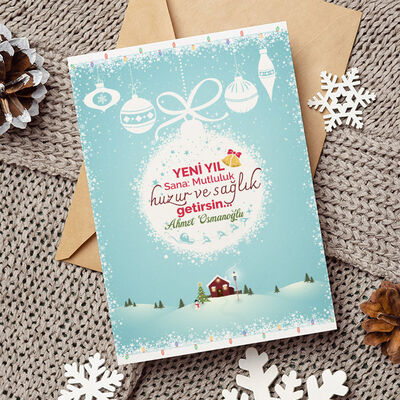 Yılbaşı Süsleri Temalı Kişiye Özel Kartpostal - 1
