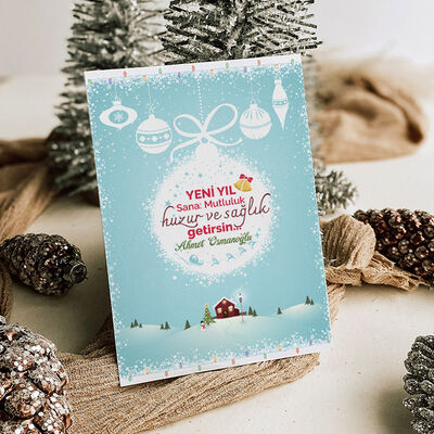 Yılbaşı Süsleri Temalı Kişiye Özel Kartpostal - 2