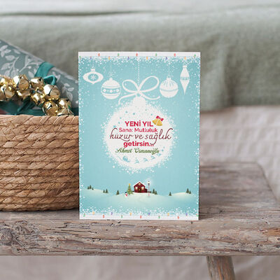 Yılbaşı Süsleri Temalı Kişiye Özel Kartpostal - 3