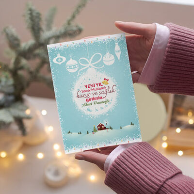 Yılbaşı Süsleri Temalı Kişiye Özel Kartpostal - 4