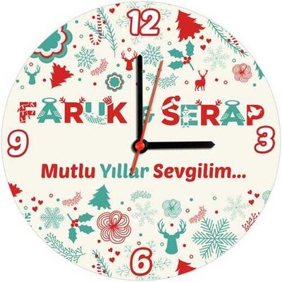 Yılbaşına Özel İsim ve Mesaj Baskılı Duvar Saati - 1