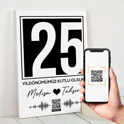 Yıldönümü Tasarımlı Ses İzi Kanvas Tablo - 1