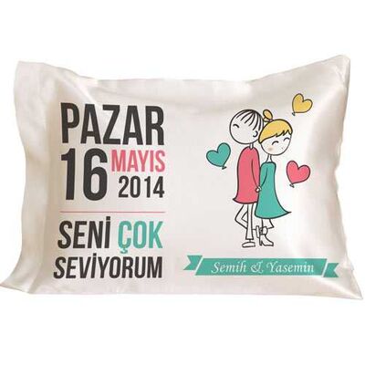 Yıldönümüne Özel Mesaj ve Tarih Yazılı Yastık - 1