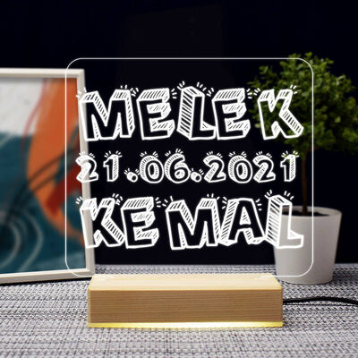 Yıldönümüne Özel Tarihli 3d Led Lamba - 3