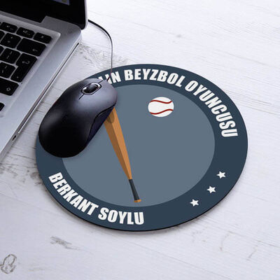 Yılın Beyzbol Oyuncusu İsme Özel Yuvarlak Mousepad - 1