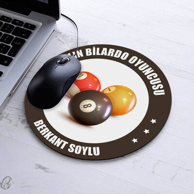 Yılın Bilardo Oyuncusu İsme Özel Yuvarlak Mousepad - 1
