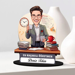 Yılın En Başarılı Erkek Öğretmeni Karikatürlü Biblo