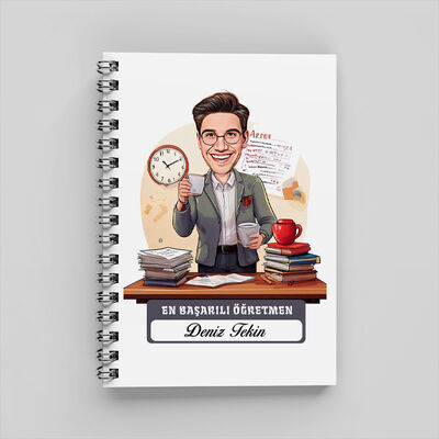 Yılın En Başarılı Erkek Öğretmeni Karikatürlü Defter - 1