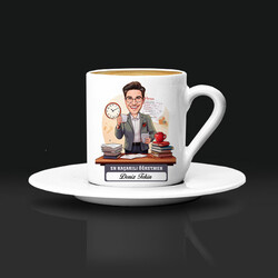 Yılın En Başarılı Erkek Öğretmeni Karikatürlü Kahve Fincanı