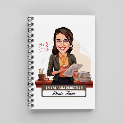 Yılın En Başarılı Kadın Öğretmeni Karikatürlü Defter - 1