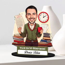 Yılın En İyi Erkek Öğretmeni Karikatürlü Biblo