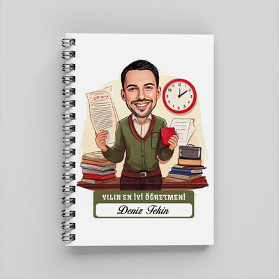Yılın En İyi Erkek Öğretmeni Karikatürlü Defter - 1