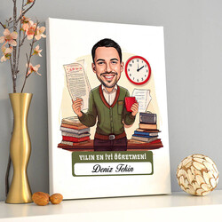 Yılın En İyi Erkek Öğretmeni Karikatürlü Tablo