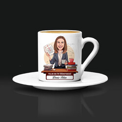 Yılın En İyi Kadın Öğretmeni Karikatürlü Kahve Fincanı