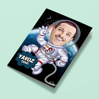 Yörüngedeki Astronot Karikatürlü Tebrik Kartı - 1