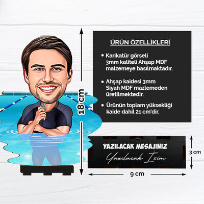 Yüzme Hocası Erkek Karikatürlü Biblo - 2