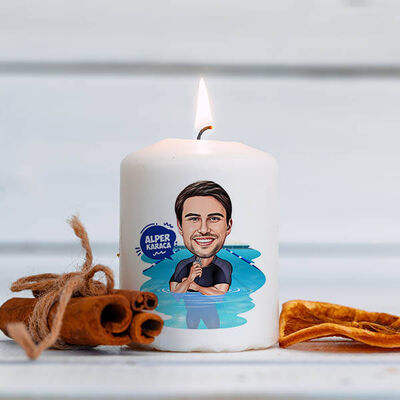 Yüzme Hocası Erkek Karikatürlü Mum - 1
