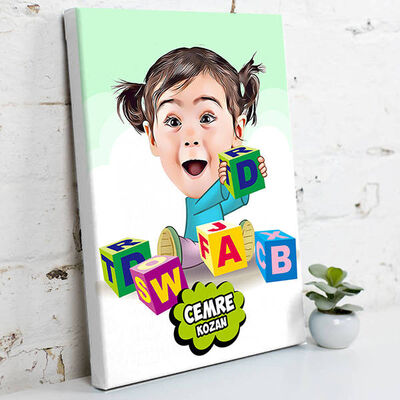Zeka Küpü Bebek Karikatürlü Kanvas Tablo - 1