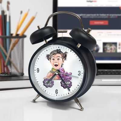 Zeka Küpü Kız Çocuk Karikatürlü Çalar Saat - 4