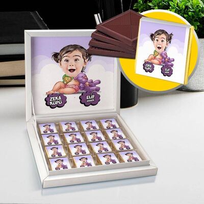 Zeka Küpü Kız Karikatürlü Çikolata Kutusu - 1