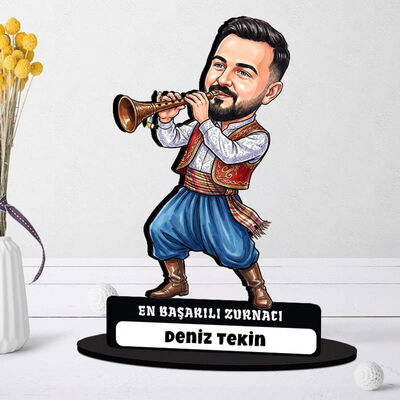 Zurnacı Müzisyen Erkek Karikatürlü Biblo - 1