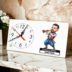 Zurnacı Müzisyen Erkek Karikatürlü Masa Saati